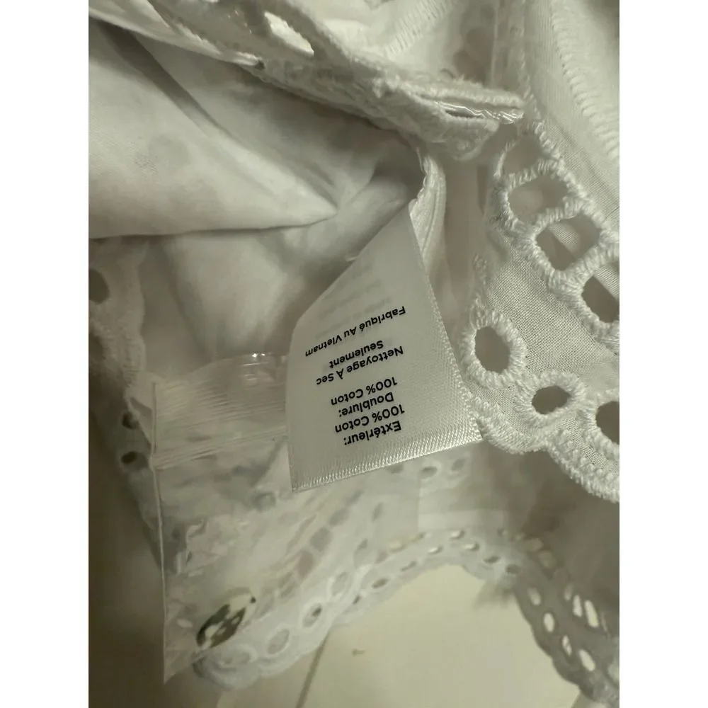 Talbots Womens Sleeveless Tank Top White Eyelet Pineapple Lined Side Zip. Sz XLp